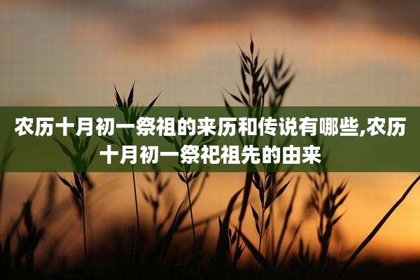 农历十月初一祭祖的来历和传说有哪些,农历十月初一祭祀祖先的由来