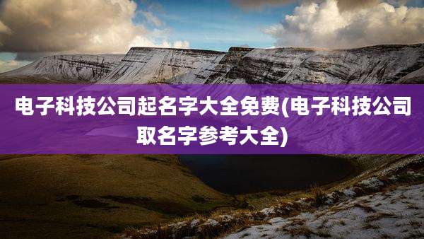 电子科技公司起名字大全免费(电子科技公司取名字参考大全)