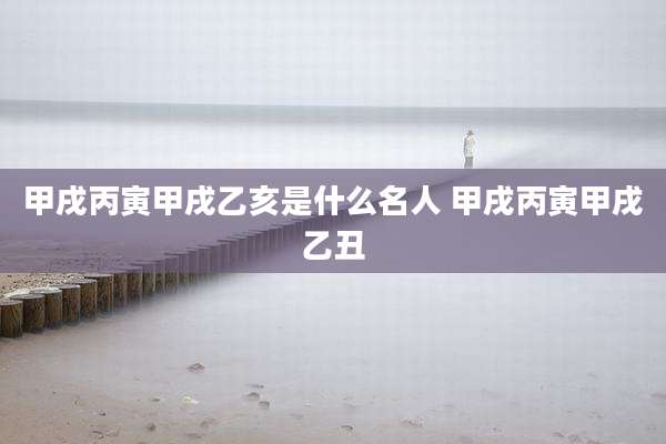 甲戌丙寅甲戌乙亥是什么名人 甲戌丙寅甲戌乙丑