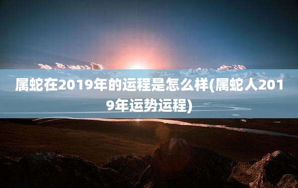 属蛇在2019年的运程是怎么样(属蛇人2019年运势运程)