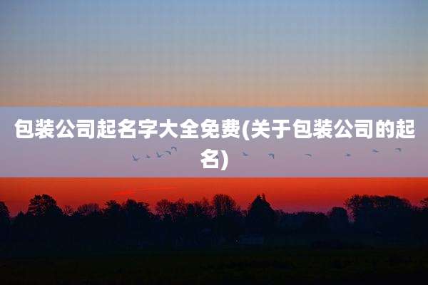 包装公司起名字大全免费(关于包装公司的起名)