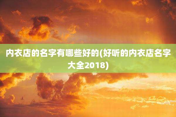 内衣店的名字有哪些好的(好听的内衣店名字大全2018)