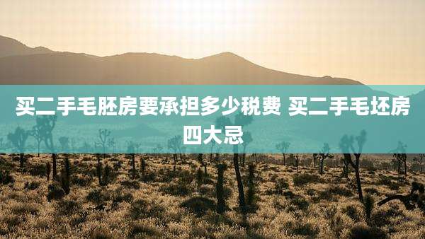 买二手毛胚房要承担多少税费 买二手毛坯房四大忌