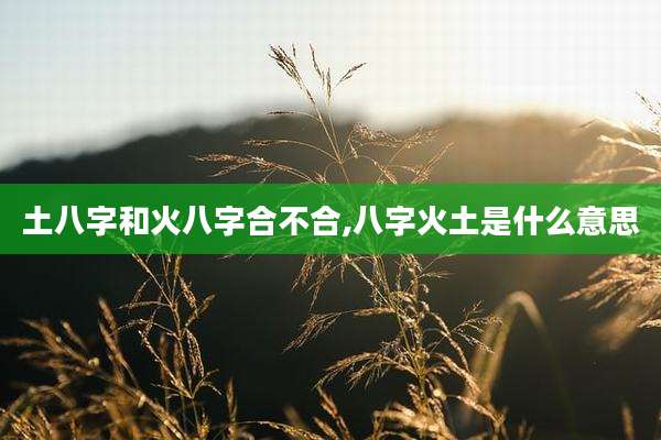 土八字和火八字合不合,八字火土是什么意思