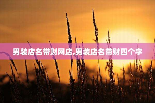 男装店名带财网店,男装店名带财四个字