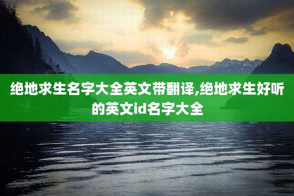绝地求生名字大全英文带翻译,绝地求生好听的英文id名字大全