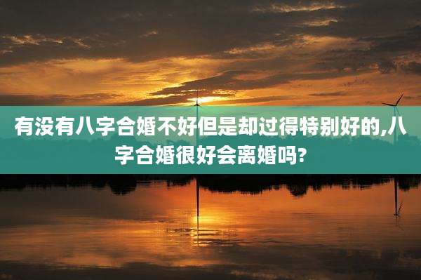 有没有八字合婚不好但是却过得特别好的,八字合婚很好会离婚吗?