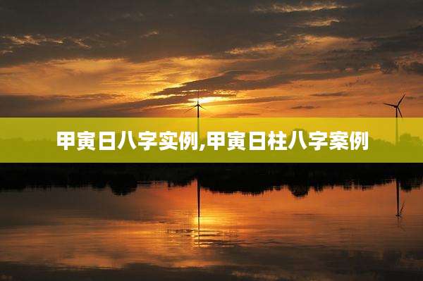 甲寅日八字实例,甲寅日柱八字案例