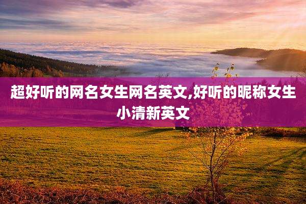 超好听的网名女生网名英文,好听的昵称女生小清新英文