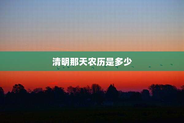 清明那天农历是多少