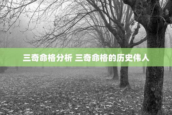 三奇命格分析 三奇命格的历史伟人
