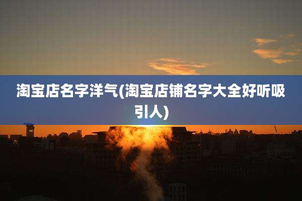 淘宝店名字洋气(淘宝店铺名字大全好听吸引人)