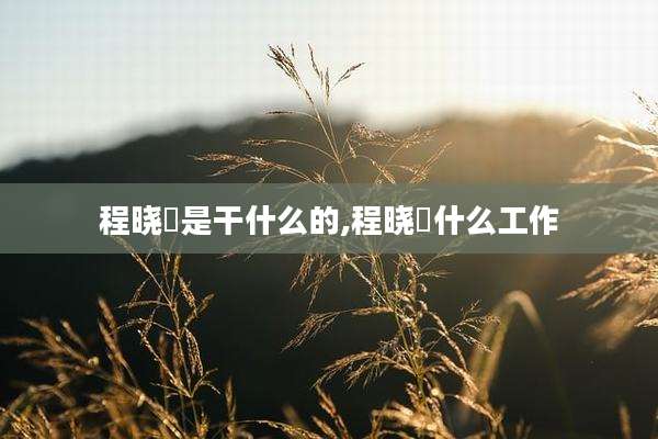 程晓玥是干什么的,程晓玥什么工作