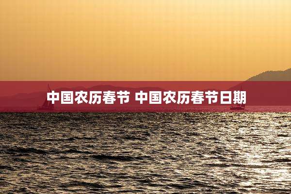 中国农历春节 中国农历春节日期
