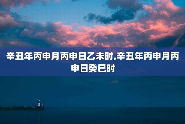 辛丑年丙申月丙申日乙未时,辛丑年丙申月丙申日癸巳时