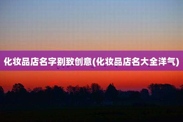化妆品店名字别致创意(化妆品店名大全洋气)