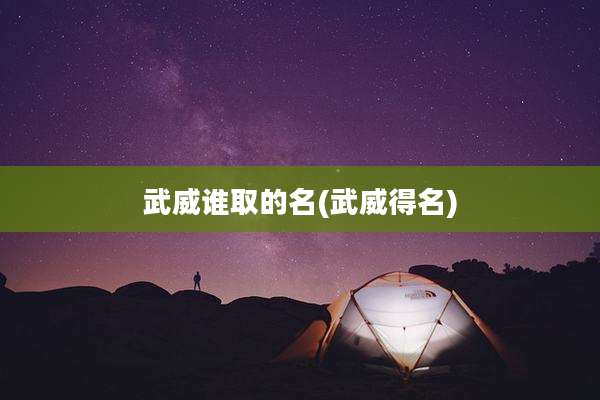 武威谁取的名(武威得名)