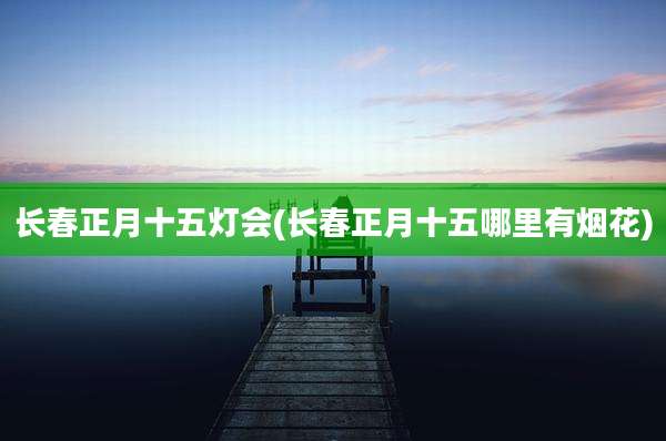 长春正月十五灯会(长春正月十五哪里有烟花)