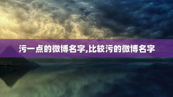 污一点的微博名字,比较污的微博名字