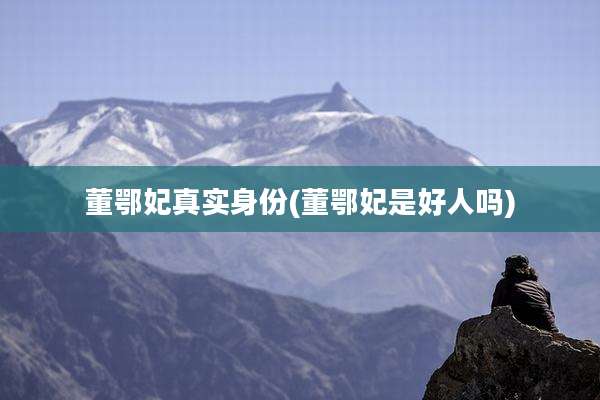 董鄂妃真实身份(董鄂妃是好人吗)
