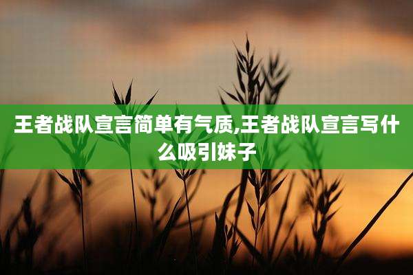 王者战队宣言简单有气质,王者战队宣言写什么吸引妹子