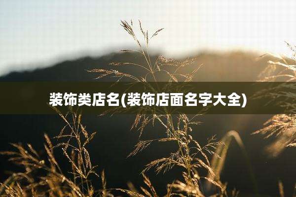 装饰类店名(装饰店面名字大全)