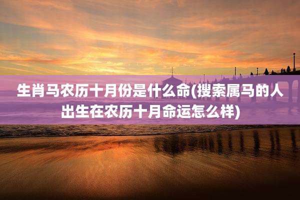 生肖马农历十月份是什么命(搜索属马的人出生在农历十月命运怎么样)