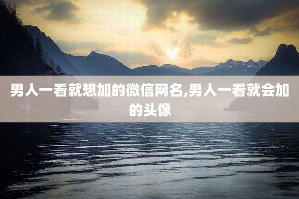 男人一看就想加的微信网名,男人一看就会加的头像