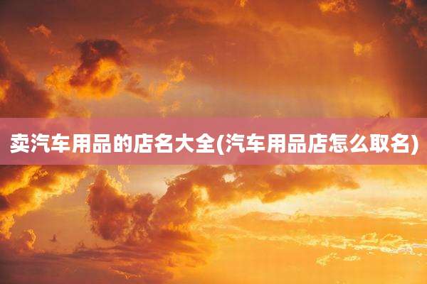 卖汽车用品的店名大全(汽车用品店怎么取名)