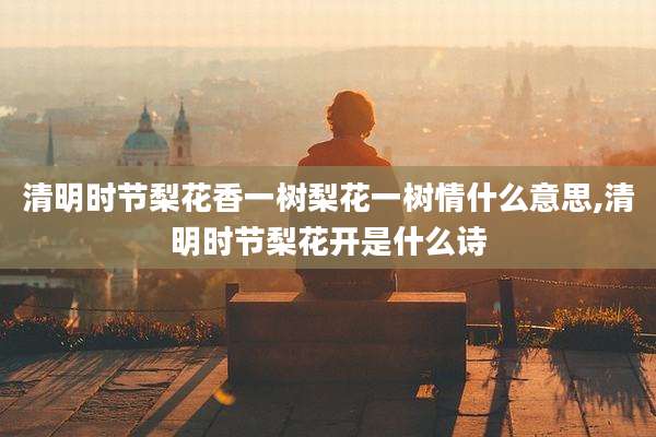 清明时节梨花香一树梨花一树情什么意思,清明时节梨花开是什么诗