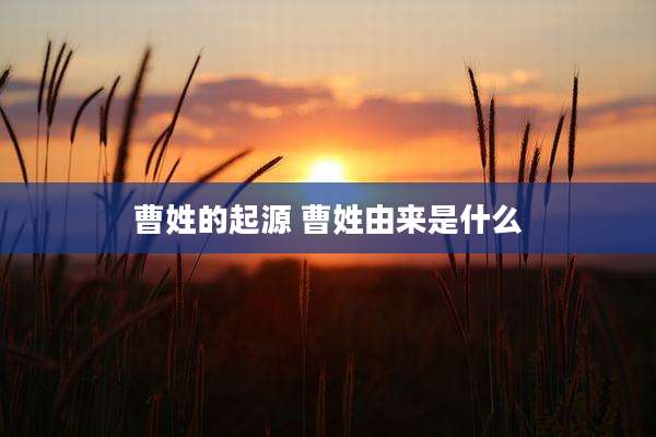 曹姓的起源 曹姓由来是什么