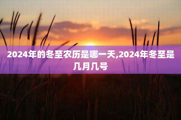 2024年的冬至农历是哪一天,2024年冬至是几月几号