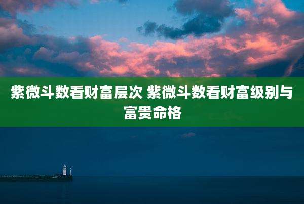 紫微斗数看财富层次 紫微斗数看财富级别与富贵命格