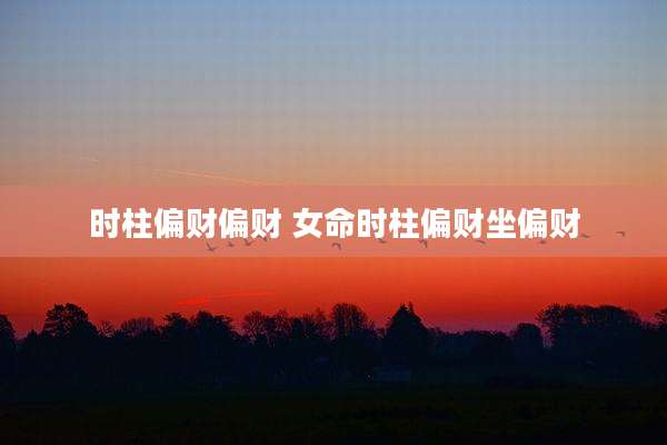 时柱偏财偏财 女命时柱偏财坐偏财