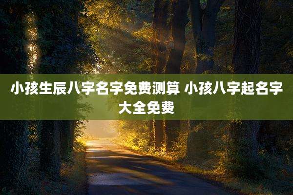小孩生辰八字名字免费测算 小孩八字起名字大全免费