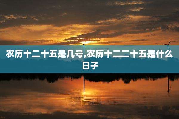 农历十二十五是几号,农历十二二十五是什么日子