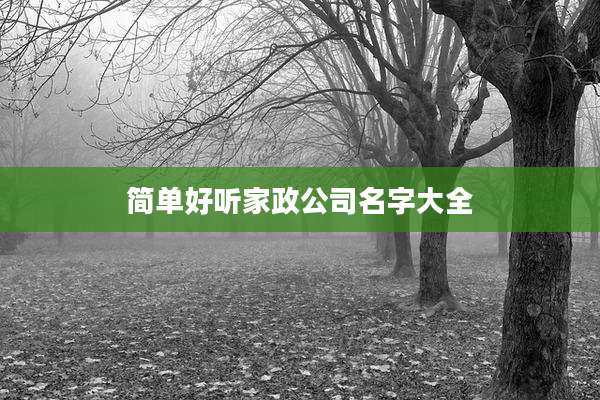 简单好听家政公司名字大全
