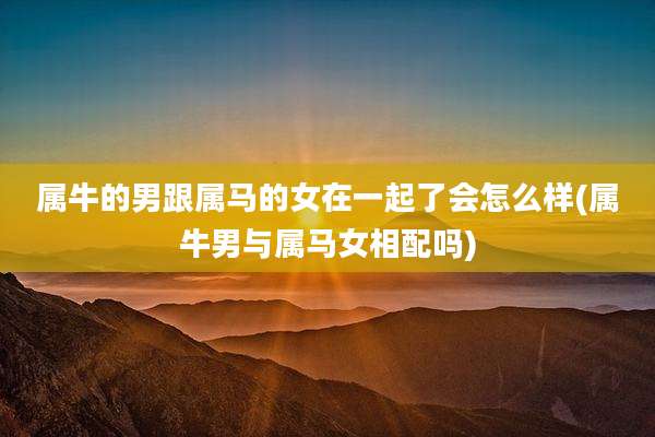 属牛的男跟属马的女在一起了会怎么样(属牛男与属马女相配吗)