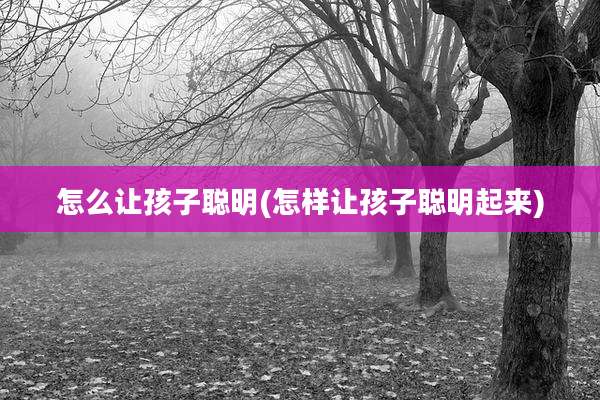怎么让孩子聪明(怎样让孩子聪明起来)