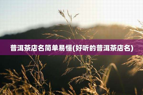 普洱茶店名简单易懂(好听的普洱茶店名)