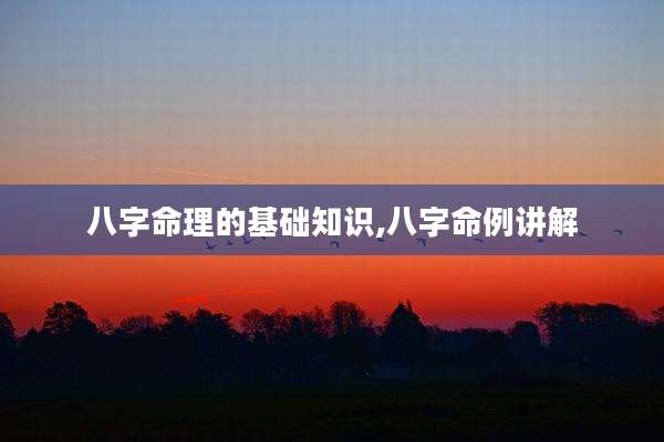 八字命理的基础知识,八字命例讲解