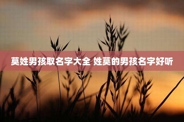 莫姓男孩取名字大全 姓莫的男孩名字好听