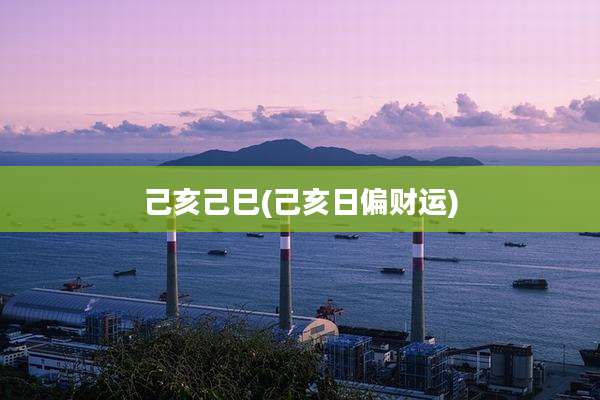 己亥己巳(己亥日偏财运)