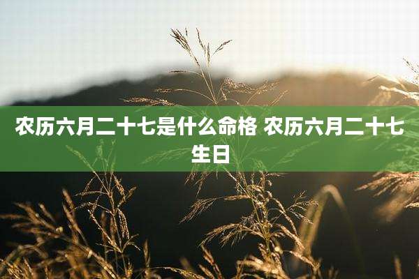 农历六月二十七是什么命格 农历六月二十七生日