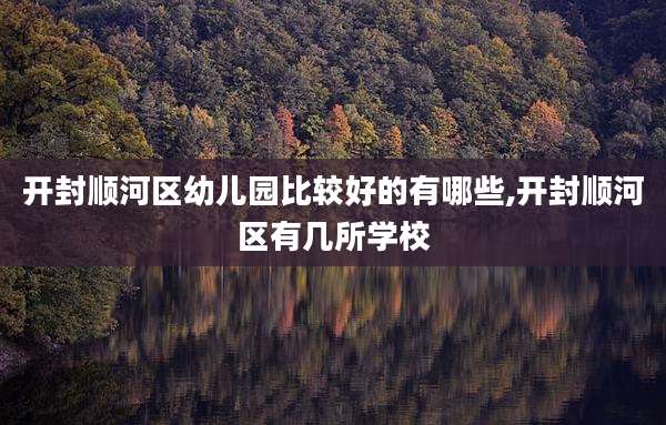 开封顺河区幼儿园比较好的有哪些,开封顺河区有几所学校