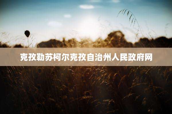 克孜勒苏柯尔克孜自治州人民***网