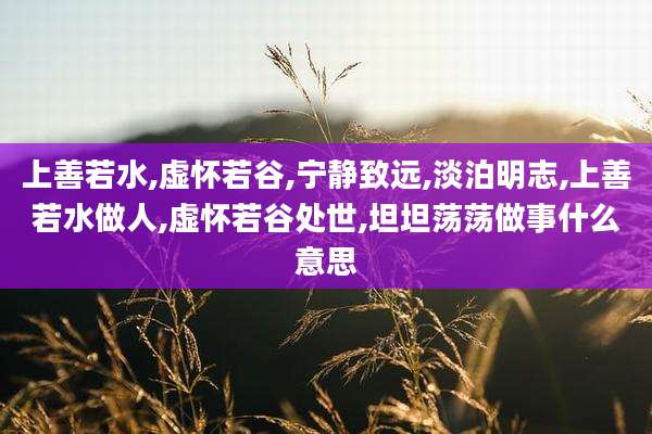 上善若水,虚怀若谷,宁静致远,淡泊明志,上善若水做人,虚怀若谷处世,坦坦荡荡做事什么意思