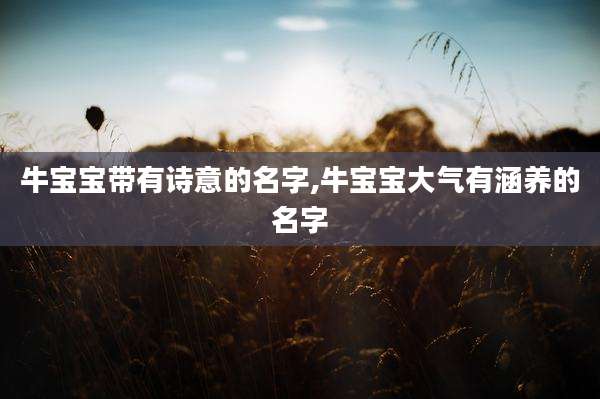 牛宝宝带有诗意的名字,牛宝宝大气有涵养的名字