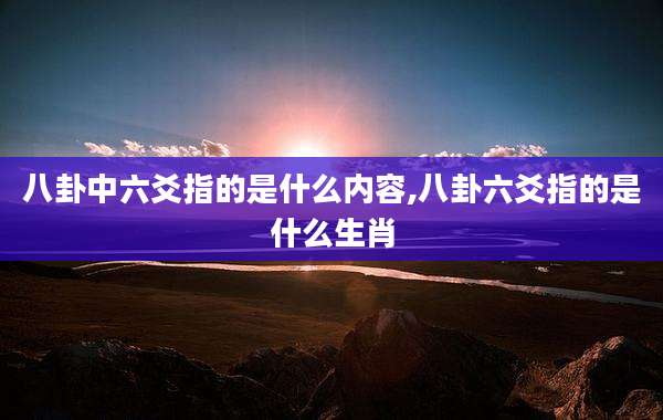 八卦中六爻指的是什么内容,八卦六爻指的是什么生肖
