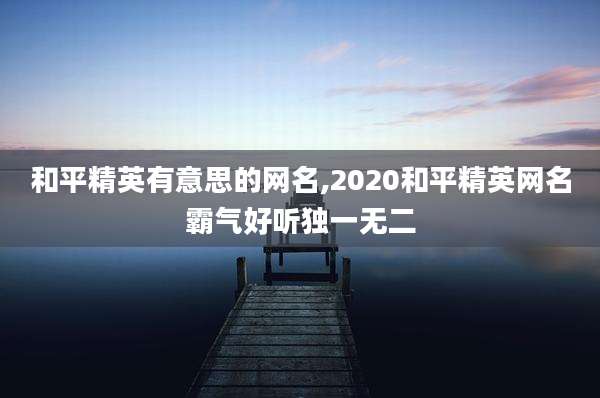 和平精英有意思的网名,2020和平精英网名霸气好听独一无二